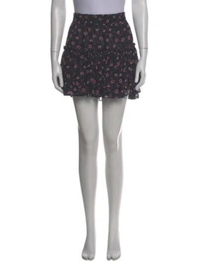 Pre-owned Misa Printed Mini Skirt In Black