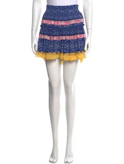 Pre-owned Misa Printed Mini Skirt In Blue