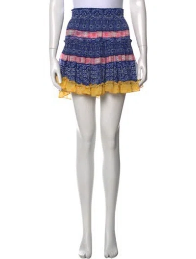 Pre-owned Misa Printed Mini Skirt In Blue
