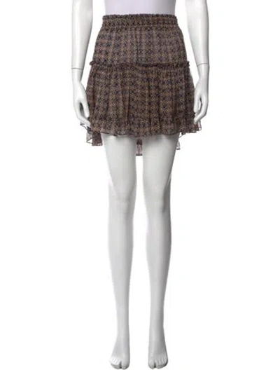 Pre-owned Misa Printed Mini Skirt In Brown