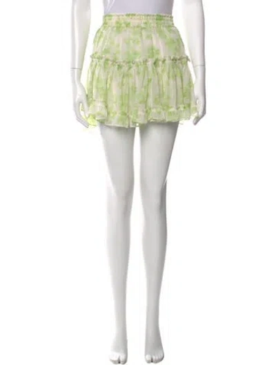 Pre-owned Misa Printed Mini Skirt In Green
