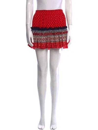 Pre-owned Misa Printed Mini Skirt In Red