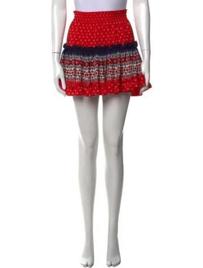 Pre-owned Misa Printed Mini Skirt In Red