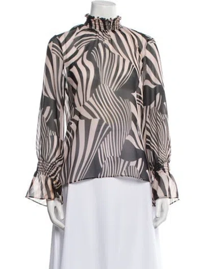 Pre-owned Misa Printed Mock Neck Blouse In Multi