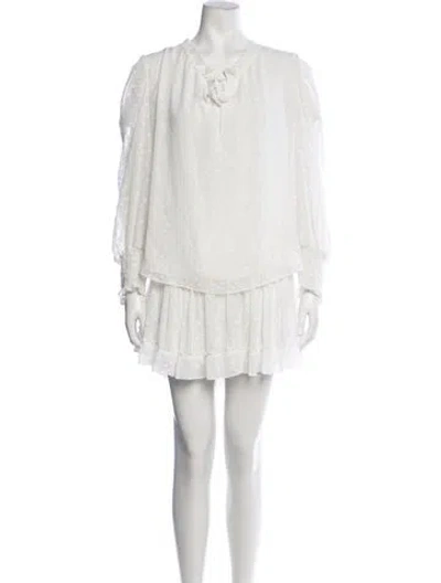 Pre-owned Misa Printed Pom-pom Embellishments Skirt Set In Metallic/white