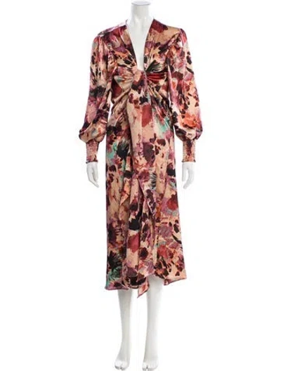 Pre-owned Misa Printed Robe In Pink