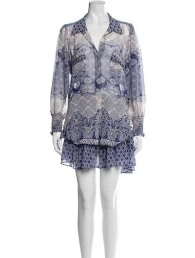 Pre-owned Misa Printed Ruffle Embellishment Skirt Set In Blue