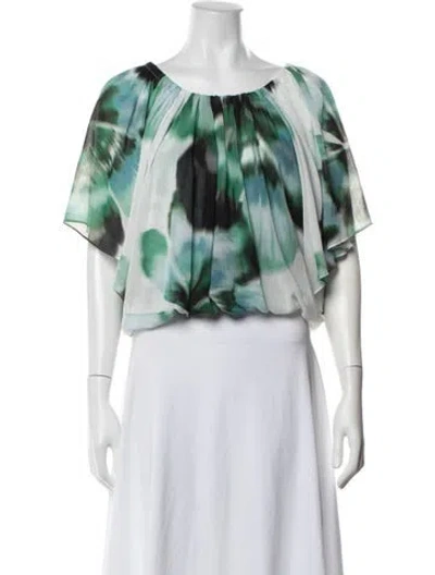 Pre-owned Misa Printed Scoop Neck Blouse W/ Tags In Green