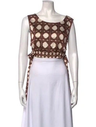 Pre-owned Misa Printed Scoop Neck Top W/ Tags In Multicolor
