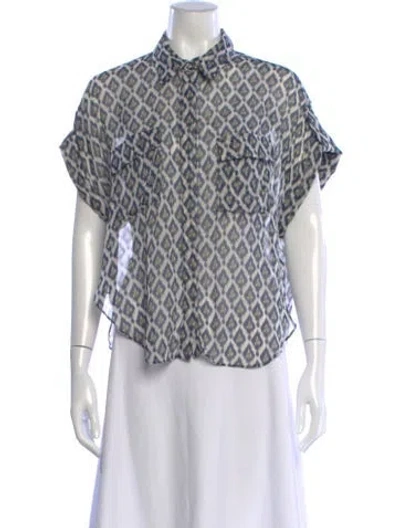 Pre-owned Misa Printed Short Sleeve Blouse In Multi