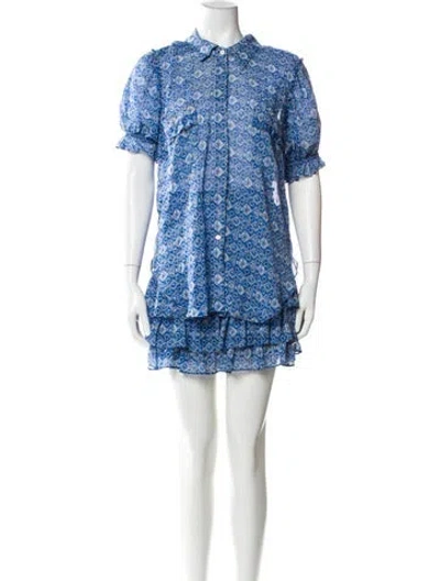 Pre-owned Misa Printed Skirt Set In Blue
