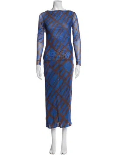 Pre-owned Misa Printed Skirt Set In Blue