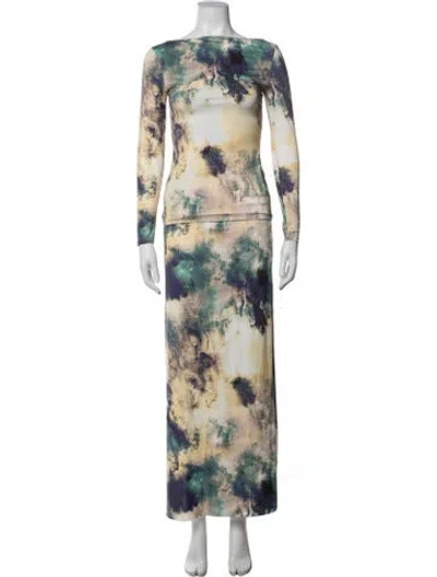 Pre-owned Misa Printed Skirt Set In Blue