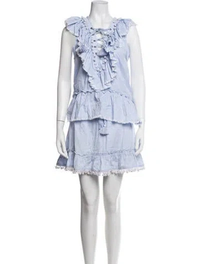 Pre-owned Misa Printed Skirt Set In Blue