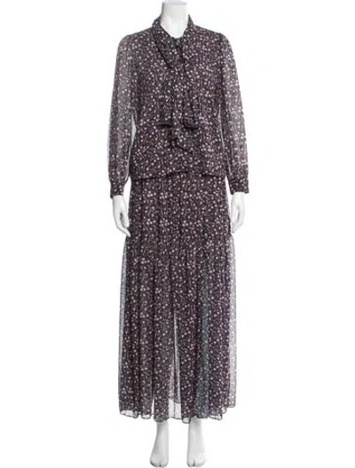 Pre-owned Misa Printed Skirt Set In Purple