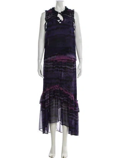 Pre-owned Misa Printed Skirt Set In Purple