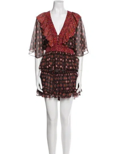 Pre-owned Misa Printed Skirt Set In Red