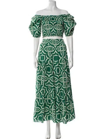 Pre-owned Misa Printed Skirt Set W/ Tags In Green