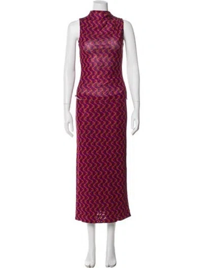 Pre-owned Misa Printed Skirt Set W/ Tags In Purple