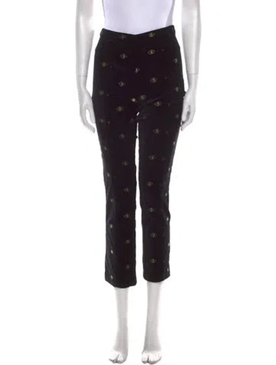 Pre-owned Misa Printed Straight Leg Pants In Black