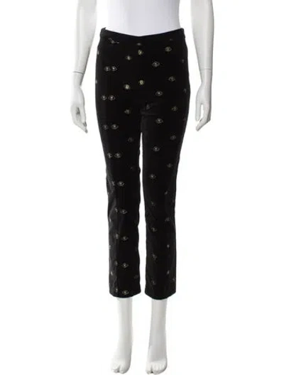 Pre-owned Misa Printed Straight Leg Pants In Black