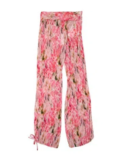 Pre-owned Misa Printed Straight Leg Pants In Pink