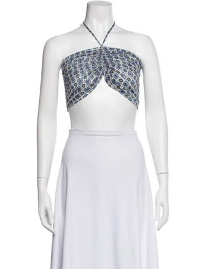 Pre-owned Misa Printed Strapless Crop Top In Multi