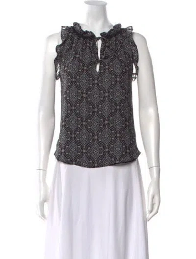 Pre-owned Misa Printed Tie Neck Blouse In Multicolor