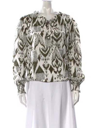 Pre-owned Misa Printed Tie Neck Blouse In Multicolor