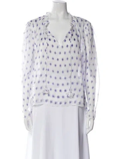 Pre-owned Misa Printed V-neck Blouse In Neutral