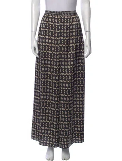 Pre-owned Misa Printed Wide Leg Pants In Blue