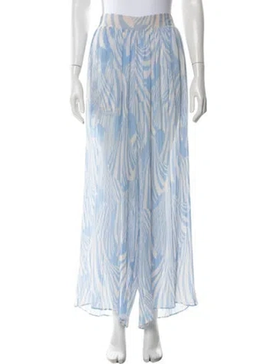 Pre-owned Misa Printed Wide Leg Pants In Blue
