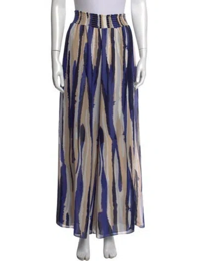 Pre-owned Misa Printed Wide Leg Pants In Blue/neutrals