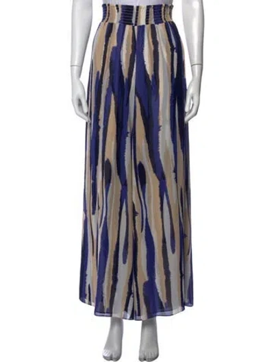 Pre-owned Misa Printed Wide Leg Pants In Blue/neutrals