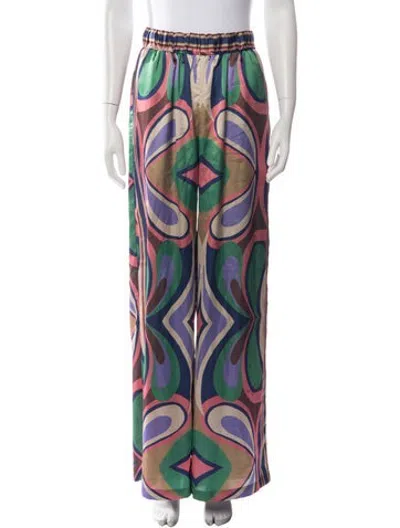 Pre-owned Misa Printed Wide Leg Pants In Multicolor