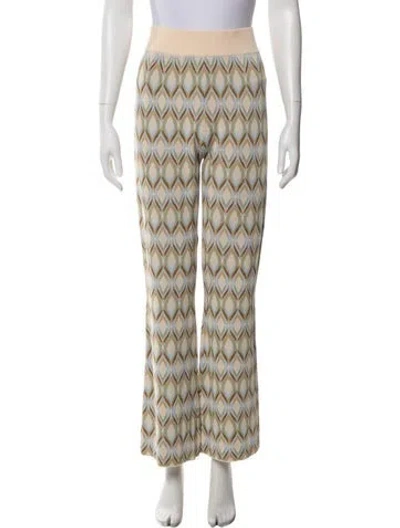 Pre-owned Misa Printed Wide Leg Pants In Neutral