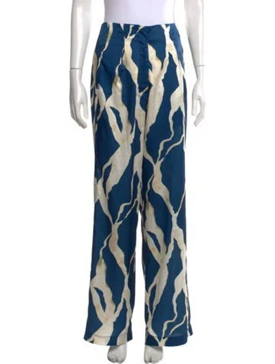 Pre-owned Misa Printed Wide Leg Pants W/ Tags In Blue