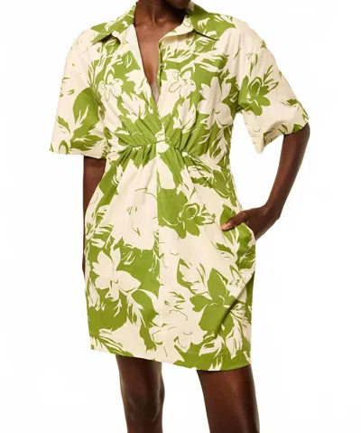 Misa Rahab Mini Dress In Green Goddess Poplin In Multi