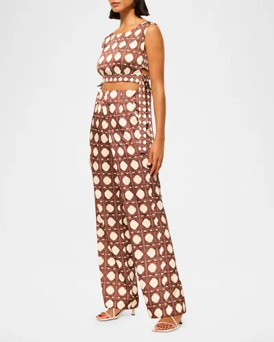 Misa Rattan Tile Rita Satin Pants In Choco Rattan Tile Lg