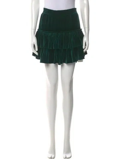 Pre-owned Misa Raw-edge Trim Mini Skirt In Green