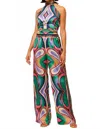 Misa Reshma Wide Leg Pant In Butterfly Mirror In Multi