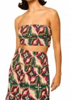 Misa Roksana Strapless Bandeau In Prismatic Fuchsia Tile In Multi