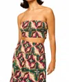 Misa Roksana Strapless Bandeau In Prismatic Fuchsia Tile In Multi