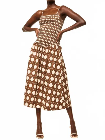 Misa Roxie Dress In Chocolate Rattan Poplin Mix In Multi