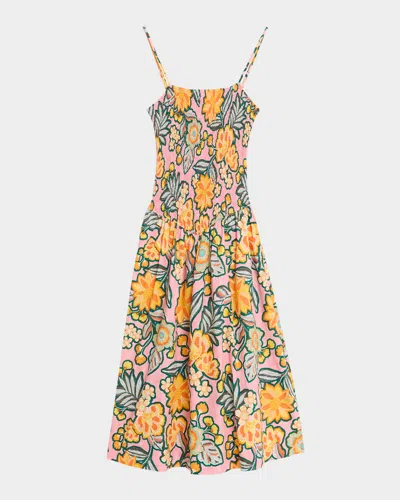 Misa Roxie Floral Midi Dress In Red
