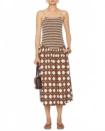Misa Roxie Midi Dress In Choco Rattan Pop Mix In Multi