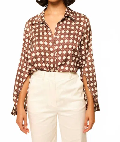 Misa Roya Long Sleeve Top In Choco Rattan In Brown