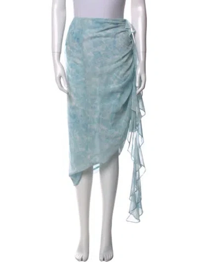 Pre-owned Misa Ruffle Embellishment Midi Length Skirt In Blue