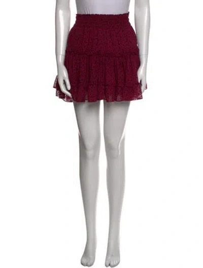 Pre-owned Misa Ruffle Embellishment Mini Skirt In Burgundy