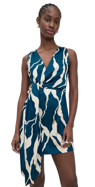 Misa Sakina Dress Vertical Abstract In Blue